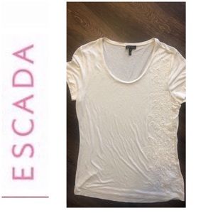 Escada short sleeve blouse with beaded print